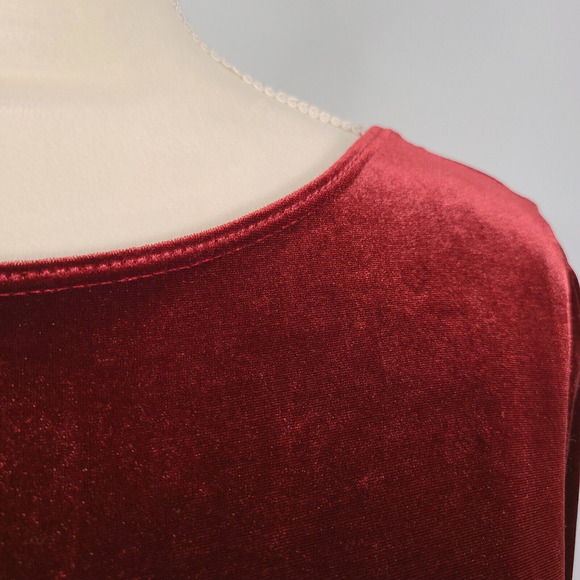 VTG LAUNDRY by Shelli Segal Red Velvet Maxi Dress LG Backless Stretch 3/4 Sleeve - Picture 6 of 12